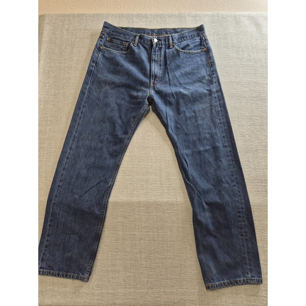 Levi's 505 Jeans Mens 38x32 Blue Denim Zip Fly Straight Leg Outdoor Street Wear